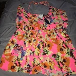 Hot pink floral romper